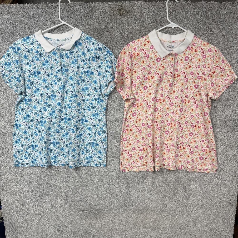 Croft & Barrow Blouse L Lot 2 Garden Floral Colorful Preppy Cottagecore Classic